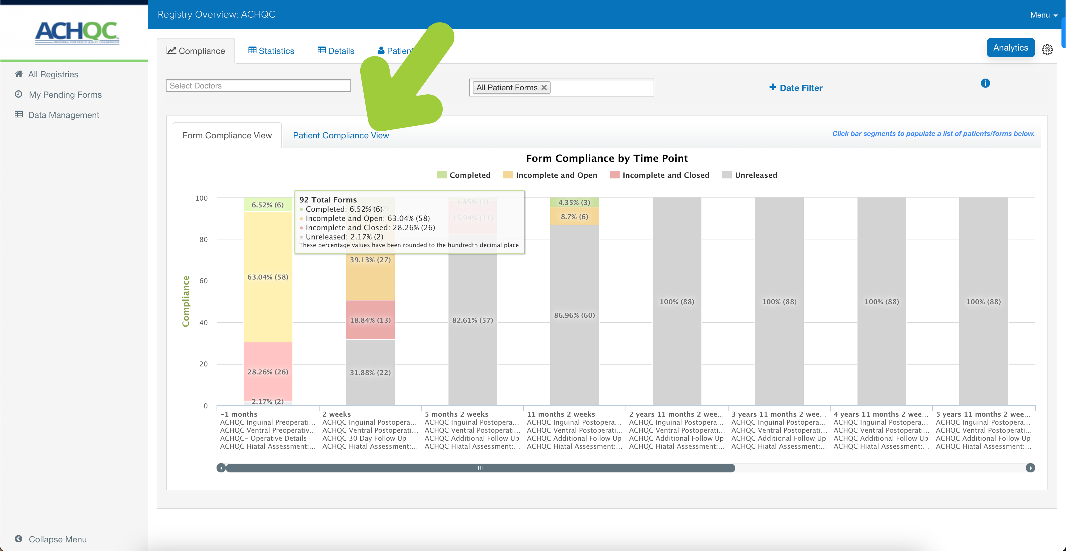 Click patient compliance view