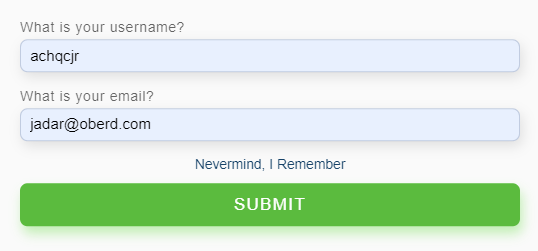 Enter username and email